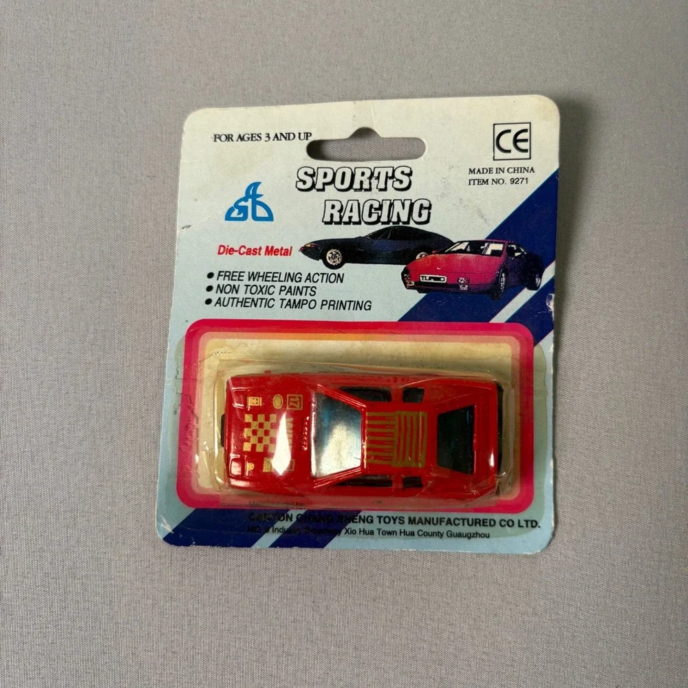 Vintage Sports Racing Die-Cast Metal Car Red WIN Tampo Canton Chang Sheng 9271